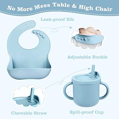 Baby Led Weaning Supplies - Silicone Baby Feeding Set - Suction Bowl  Divided Plate Straw Sippy Cup - Toddler Self Feeding Eating Utensils Dishes  Set