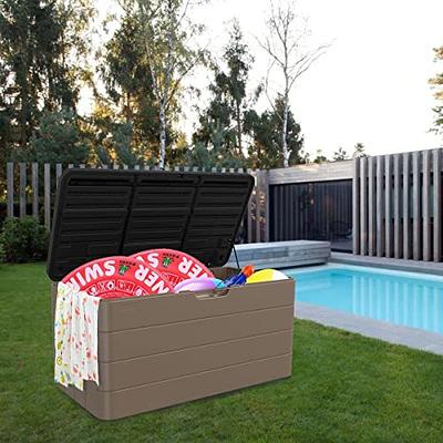 ADDOK 85 Gallon Deck Box Lockable, Resin Outdoor Storage Box