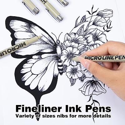 Brusarth Precision Black Micro-Pen Fineliner Ink Pens Waterproof Archival Ink  Drawing Pens Artist Illustration Pens Multiliner for Art Watercolor  Sketching Anime Manga Design 9/Set(Black)