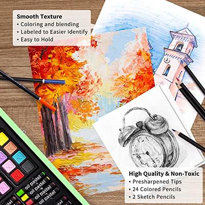 Caliart Drawing Supplies, Art Set Sketching Kit with 100 Sheets 3-Color  Sketch Book, Graphite Colored Charcoal Watercolor & Metallic Pencils, Gifts