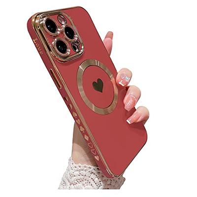 for iPhone 12 Pro Magnetic Case MagSafe Support, iPhone 12 Pro Case  Built-in Camera Protector Plating Gold Soft Silicone TPU Slim Case for  iPhone 12