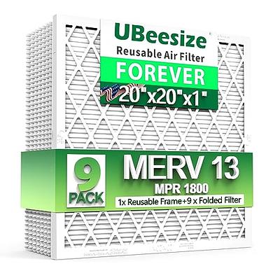 UBeesize Reusable Air Filter 10x20x1 (9-Pack), MERV 11 MPR 1200 AC/HVAC  Furnace Filters,Deep Pleated Air Cleaner, (Actual Size 9.5 x 19.5 x