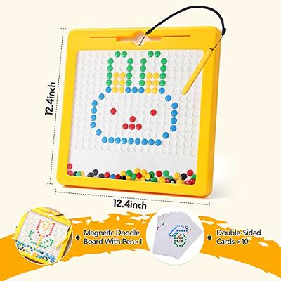 JQTOYD Magnetic Drawing Board for Toddlers &Kids Ages 4-8, Large Magnetic  Dot Art Board with Two Pens and Beads, Doodle Board Montessori Educational
