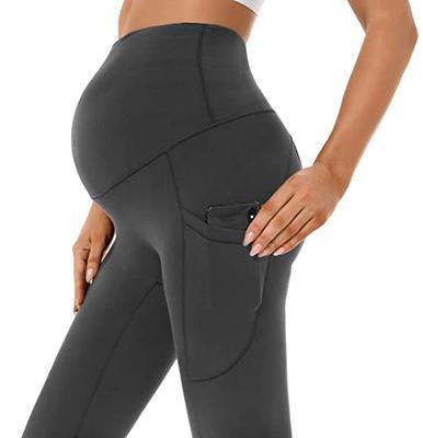 POSHDIVAH Women's Maternity Capri Leggings Over The Belly Pregnancy Workout  Active Stretchy Pants with Pockets 2Pcs Black X-Small at  Women's  Clothing store