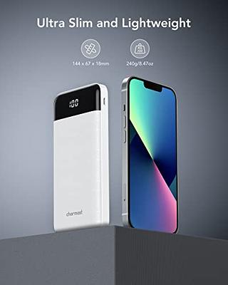 Portable Charger with Built in Cables, Portable Charger with Cords Wires  Slim 10000mAh Travel Battery Pack 6 Outputs 3 Inputs 3A Fast Charging Power