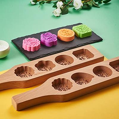 Wooden Biscuit Cookie Molds Mooncake Mold Cookie Stamps for Baking Pie Press for Christmas Thanksgiving Easter Mid Autumn Festival DIY(LV)