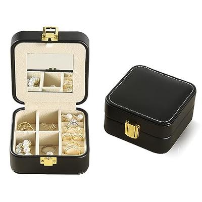 Benevolence LA Plush Velvet Rectangular Travel Jewelry Box with Mirror -  Ebony