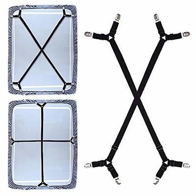 Bed Sheet Clips Straps Sheet Holder Mattress Clips, Adjustable Elastic Bed  Sheet Grippers Straps Suspender Fasteners Holder (black Set Of 4)