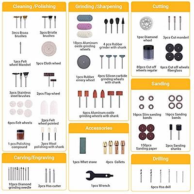 Rotary Tool Accessories Kit, NEU MASTER 381Pcs Accessory Set, Carving  Polishing Drilling Kits,1/8(3.2mm) Diameter Shanks Universal Fitment for  Easy Cutting, Sanding, Grinding,Sharpening and Engraving - Yahoo Shopping