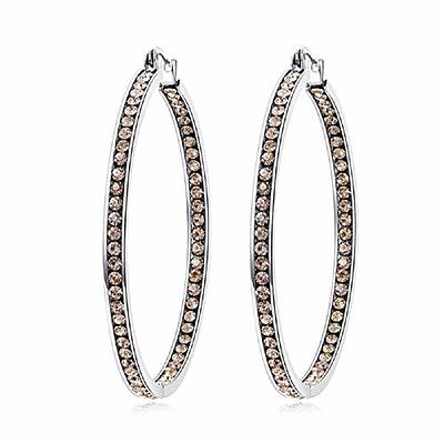 Big Hoop Earrings With Cubic Zirconia - Silver - Oak & Luna