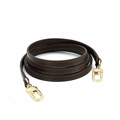 Leather Cross Body Strap for Alma BB Damier Ebene Pochette Eva Favorite PM  MM Mini 10mm Coated Dark Brown with Gold Hardware