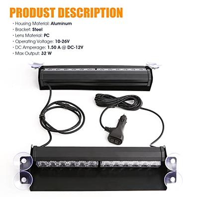 BooYu 14.8in LED Windshield Emergency Strobe Dash Light Bar 12/24V