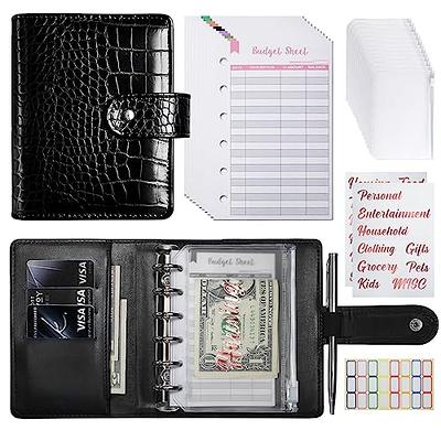 SOUL MAMA Budget Binder with Zipper Envelopes - Black Money Organizer for  Cash, A6 Binder Cash Envelopes for Budgeting, Money Saving Binder with Rose