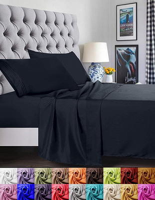 Bed Sheet Set - Brushed Microfiber Bedding - Bedding Sheets & Pillowcases -  Deep Pockets - Easy Fit - Breathable & Cooling Sheets - 4 Piece Full Dark