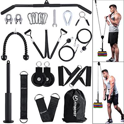 Home Fitness Pulley System, Muscle Gym Equipment Workout Set Loading 100kg,  Strength Training Machine with Wire Cable and Silent Pulley, for Tricep  Rope, Lat Pull Downs, Biceps Curl Exercise price in Saudi