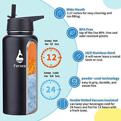 Farsea Insulated Water Bottle with Straw Lid & Spout Lid & Paracord Handle, Stainless  Steel Water Bottle Wide Mouth, Double Wall Sweat-Proof BPA-Free, 18 oz,  Blue - Yahoo Shopping