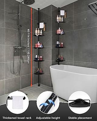 4-Tier Rustproof Shower Corner Bathroom,Bathtub Storage Organizer w/Tension  Pole