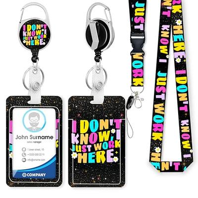 Plifal Badge Holder with Retractable Reel,Cute Art Cartoon ID Name Tag Work  Badge Clip Heavy Duty Vertical Card Protector Cover Case for Work Office