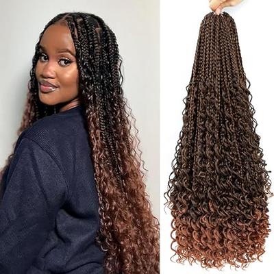 Coolbeeza 8 Packs Box Braids Crochet Hair with Curly Ends Goddess