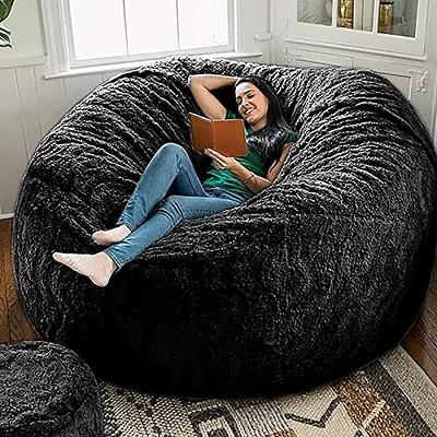 Bean Bag Chairs for Adults (It Was Only Cover,Not A Full beanbag) Large Bean Bag Cover Light Grey Big Round Soft Fluffy PV Velvet Comfy Giant