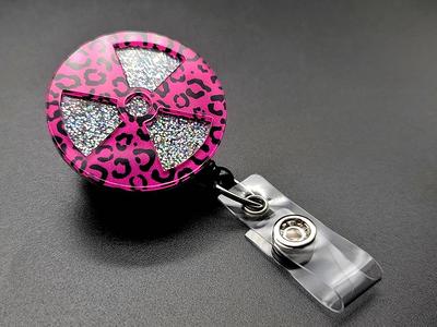 Pink Leopard Xray Badge Reel - Radiation Symbol X-Ray Tech Ct
