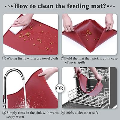 AECHY Dog Mat for Food and Water, Silicone Dog Food Mat with Pocket for  Catches Spill