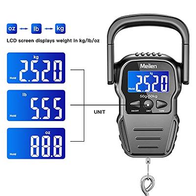 Portable Luggage Scale High Precision Travel Digital Hanging Scales With  Hook LCD Display 50kg 110lbs Electronic Fishing Weighs Weight Balance Tool Weight  Scale Suitcase Handheld Scale Baggage Digital Scale Perfect for Travel