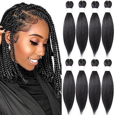 KAVSORAPI Braiding Hair Pre Stretched 16 Inch Black Braiding Hair Short Straight  Crochet Braids Yaki Texture Synthetic Hair 8 Packs (1B/Natural Black) -  Yahoo Shopping