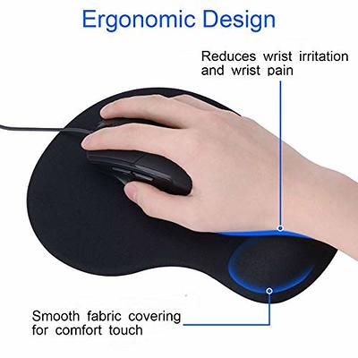 Mouse Pad, Soqool 2 Pack Ergonomic Mouse Pads with Comfortable and Cooling Gel Wrist Rest Support and Lycra Cloth, Non-Slip PU Base for Easy Typing