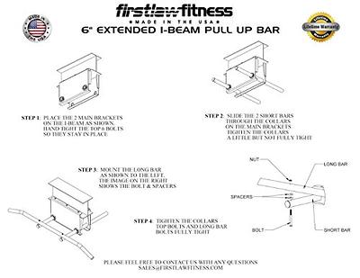 I-Beam Pull Up Bar - (Bent Long Bar with Rubber Grips - Firstlaw Fitness