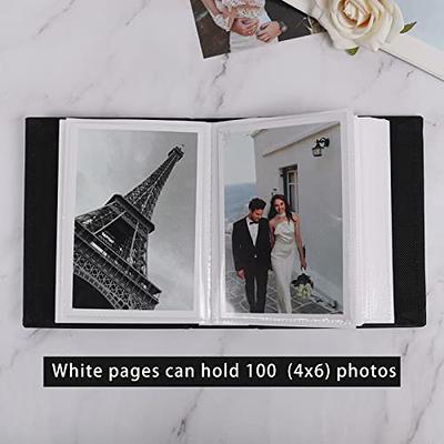200 Pocket Album 4X6 Small Photo Albums Leather Cover Wedding Graduation  White