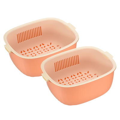 Unique Bargains Colander Set Kitchen Food Strainer Bowl Vegetable Washer  Basket Purple+Purple Large and Small