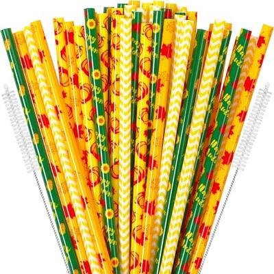 Fall Leaf Thanksgiving Party Straws DIY