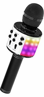 Amazmic Kids Karaoke Microphone Machine Toy Bluetooth Microphone Portable  Wireless Karaoke Machine Handheld with LED Lights, Gift for Children Adults  Birthday Party, Home KTV(Black Gold) 