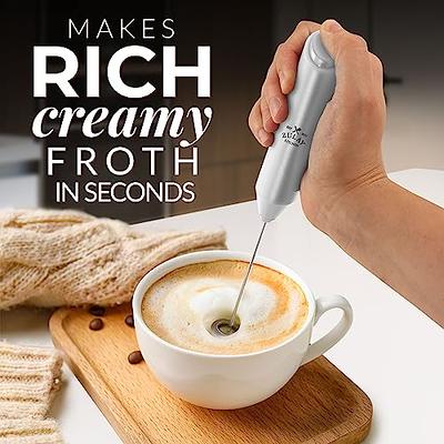 YOSHIFUL Milk Frother for Coffee with Deluxe Stand - Coffee Frother Handheld Foam Maker for Lattes - Turbine Whisk Drink Mixer Handheld - Frother