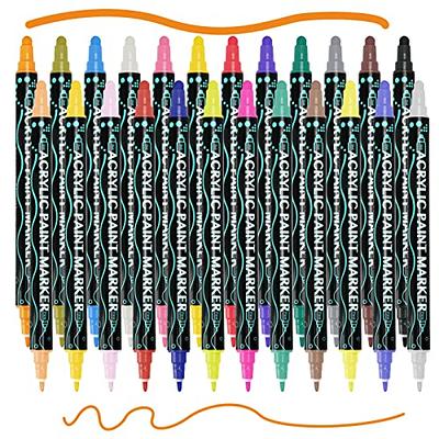 TOOLI-ART Metallic Acrylic Paint Pens 24 Marker Set (0.7mm EXTRA FINE