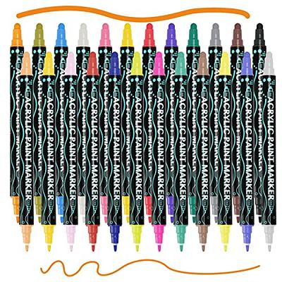 colpart Acrylic Paint Pens Paint Markers - 12 Pack Acrylic Paint Markers  For Rock Painting Wood Canvas Glass Ceramic Plastic Metal and Stone,For DIY