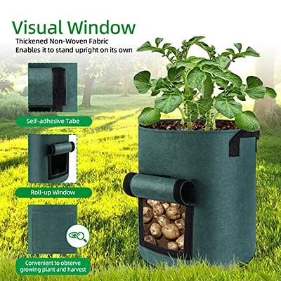 Garden Potato Grow Bags Access Flap Vegetable Plant Bag 7- or 10 Gallon 2 Pack 7 Gallon Dark Green in DarkGreen
