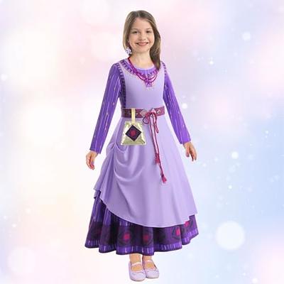 Kids Children Movie Wish 2023 Asha Purple Dress Outfits Cosplay