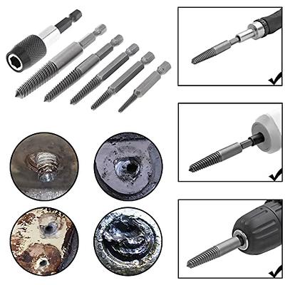 Kigauru 6Pcs Damaged Screw Extractor Set Steel Screw Remover 1/4 Inch Hex  Shank Fine Thread Bad Screw Stud Remover Easy Out Stripped Screw Extractor  Kit with 60mm Length Magnetic Extension Bit 