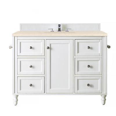 86 Copper Cove Encore Double Bathroom Vanity with Makeup Counter, Bright White