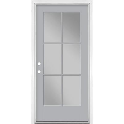 Masonite 72 in. x 80 in. Willow Wood Steel Prehung Right-Hand Inswing 10-Lite Clear Glass Patio Door Without Brickmold