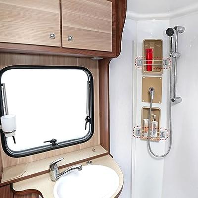 RV Camper Travel Trailer Bathroom Stick on Shower Corner Storage Bar 