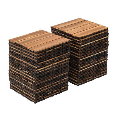 12 x 12 Wood Interlocking Deck Tile Yaheetech Color: Brown