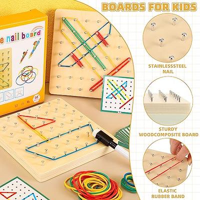 Coogam Wooden Geoboard Educational Toys with Activity Pattern Cards and  Rubber Bands STEM Puzzle for 1 2 3 Years Old Kids