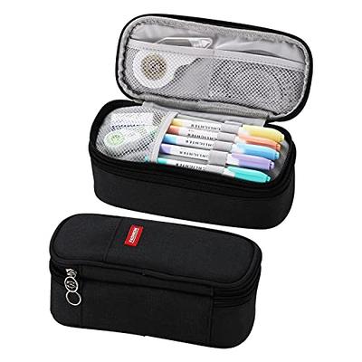 Sooez Big Capacity Pencil Pen Case Material Upgraded Canvas Pencil Pouch  Large Pencil Bag Organizer Separate Compartments Easy Grip Handle Aesthetic  Supply for School Teens Adults Black Black Canvas