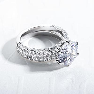 Gobaalele 4ct Cubic Zirconia Wedding Ring Set, CZ Engagement Ring