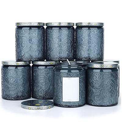 Sun Moon Stars Embossed Glass Candle Container with Lid and Labels (8oz -  Pack of 9, Gray) - Yahoo Shopping