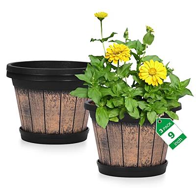 WOUSIWER 16 Pack 6 inch Plastic Planters, Indoor Flower Pots, Heavy Duty  and Stylish 6 Inch Plant Pots for Indoor Plants with Drainage Holes and  Tray