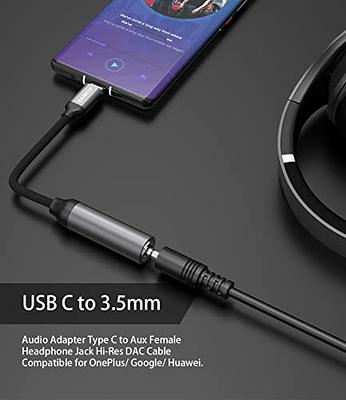 KOOPAO USB C to 3.5mm Aux Audio Headphone Splitter, Type C to Dual 3.5mm  Aux Headphone Jack Adapter, Hi-Res 2 Way Audio Y Cable Cord for Samsung